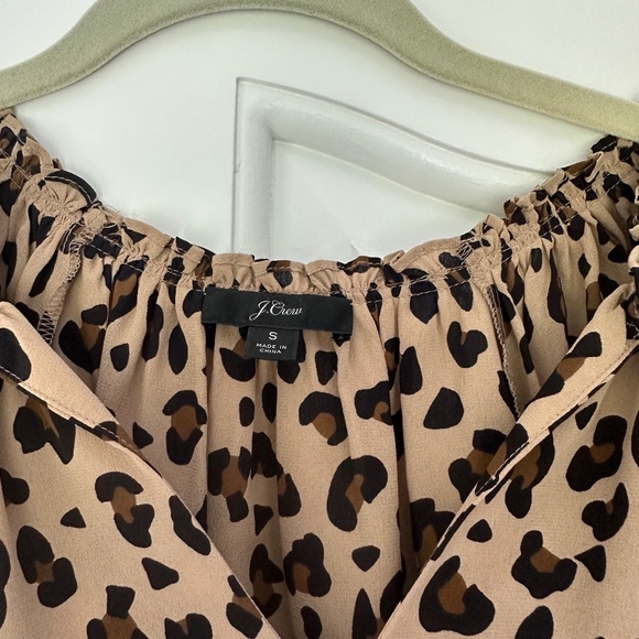 J. Crew Leopard Print 100% Silk Flutter Sleeve Top - Picture 7 of 9